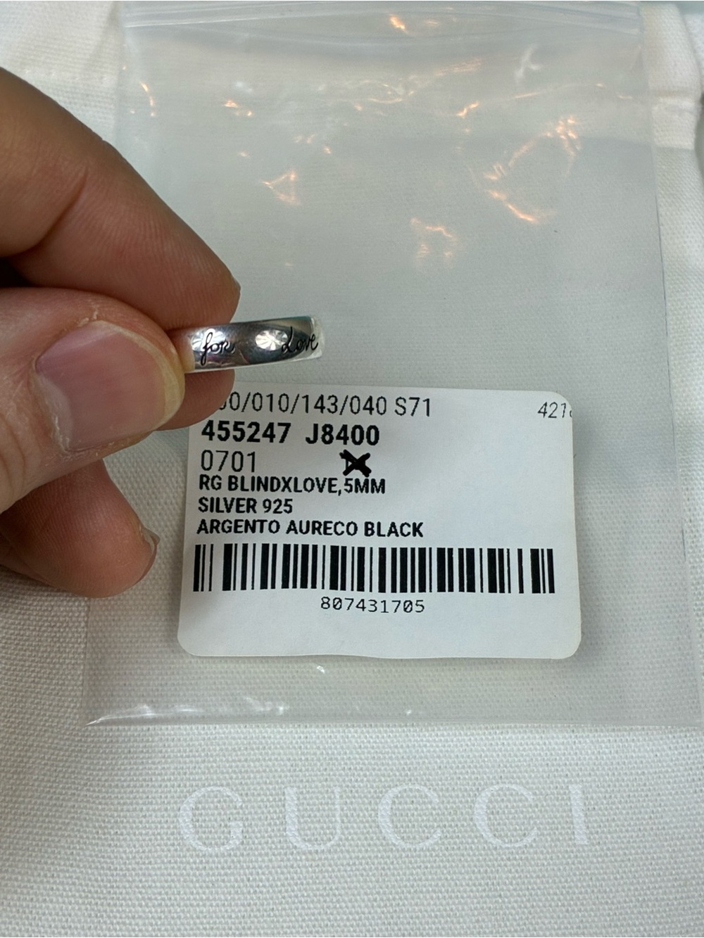 NWT Gucci Silver 925 Blind For Love GG Ring - IT Size 17 = 7.75 US - Picture 9 of 10